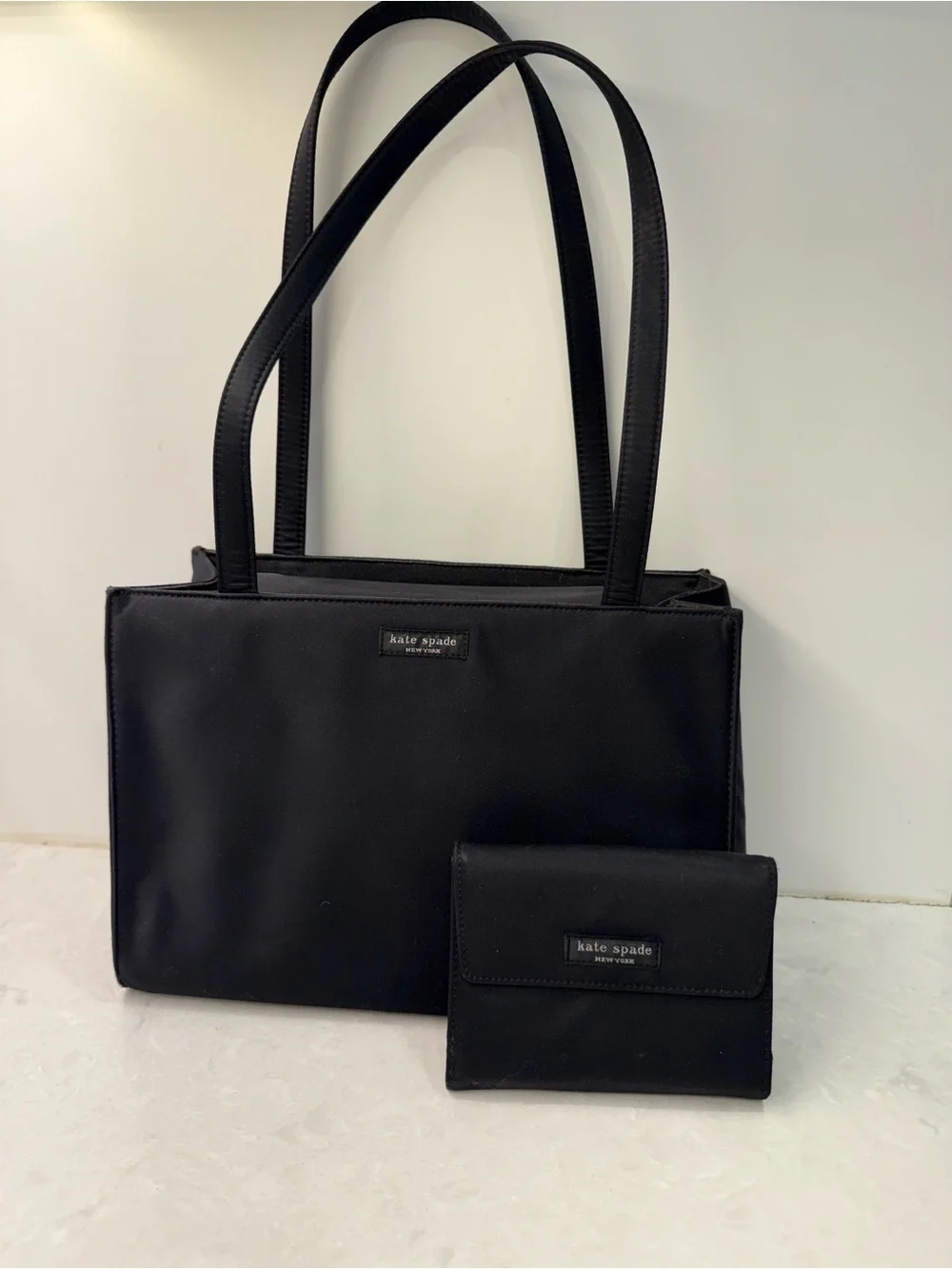 Kate Spade New York Vintage Black Nylon Tote & Matching Wallet Set